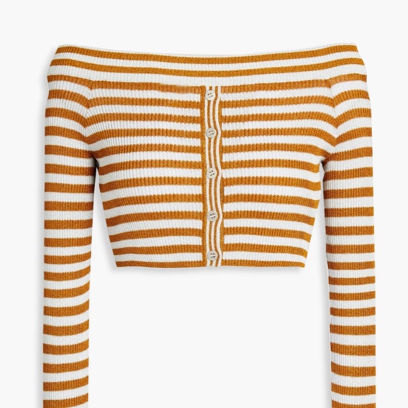 MISSONI Off The Shoulder Metallic Stripe Ribbed Top- US10 - MSRP $495.00 BNWT - Picture 2 of 4